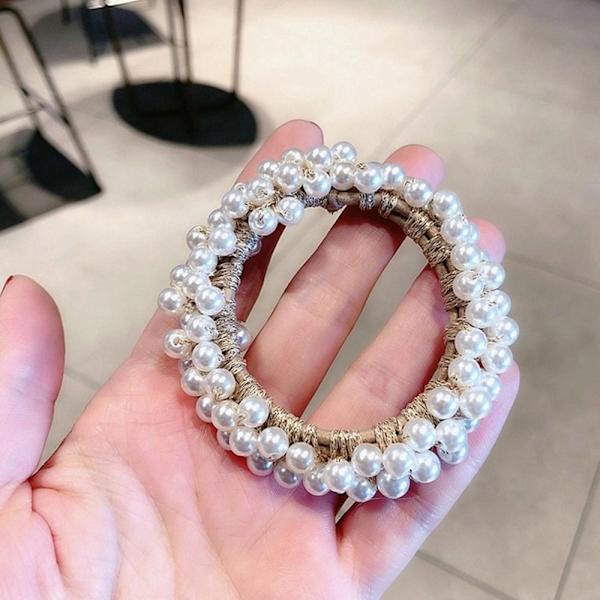 5 Styck Pearl Hår Knytrep Hårring VIT VIT White