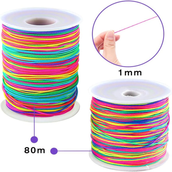 Ohut elastinen naru Rainbow joustava johto 1 mm värikäs kuminauha
