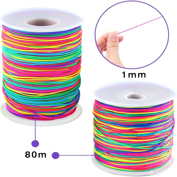 Tynd Elastic String Rainbow Stretchy Cord 1mm Farverig Elastik