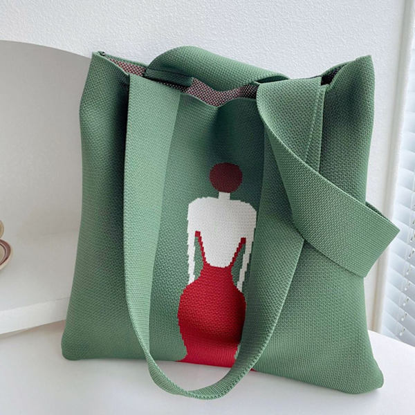 Stickad handväska Knot handledsväska GRÖN green
