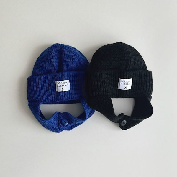 Strikkede huer til børn Beanie Ear Cup BLÅ blue