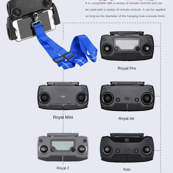 Fjärrkontroll Halsrem Drone Controller Lanyard BLÅ blue