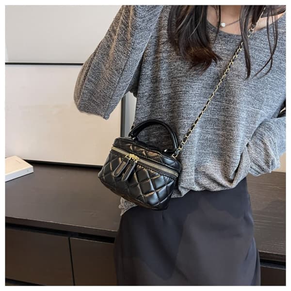 Plaid Chain Bag Mini Diamond Bag HVIT White