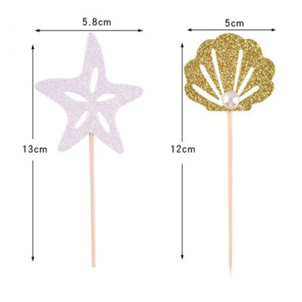 24stk Cupcake Topper Cake Topp Flag SEASHELL SEASHELL Seashells