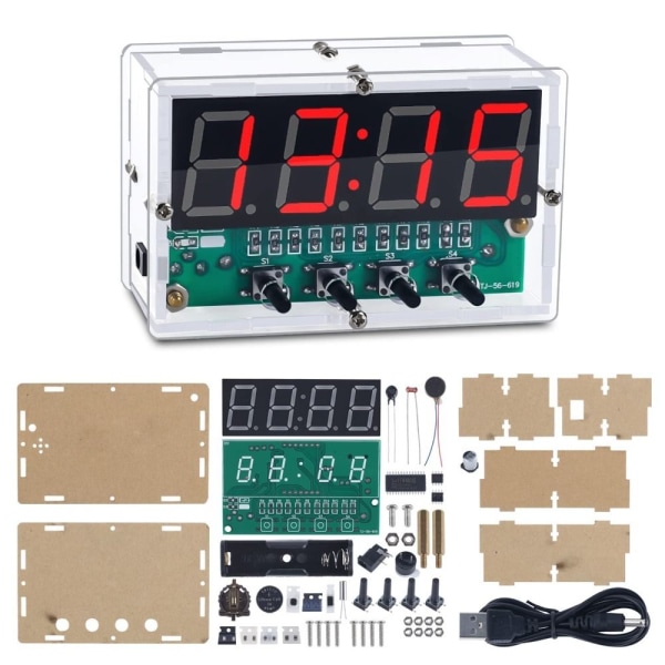 Elektronisk klocksats 4-siffrig digital DIY-klocksats DIY-larm