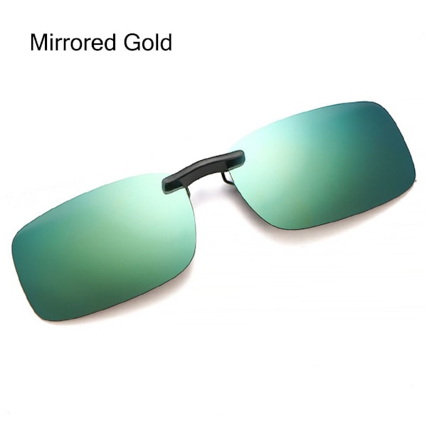 Magnetiske clip-on polariserte solbriller Flip Up solbriller Mirrored Gold