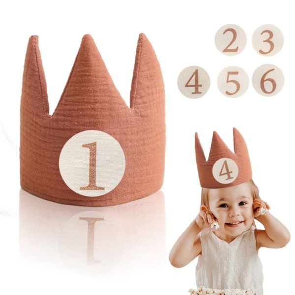 Baby bursdagsfest lue krone pannebånd BEIGE STIL 1 STIL 1 Beige Style 1-Style 1