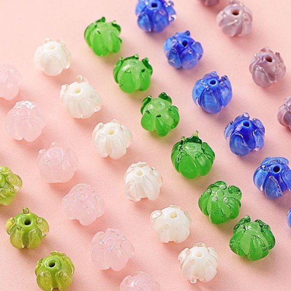 10st Blomknopppärlor Bell Orchid Beads VITA 10ST 10ST White 10Pcs-10Pcs