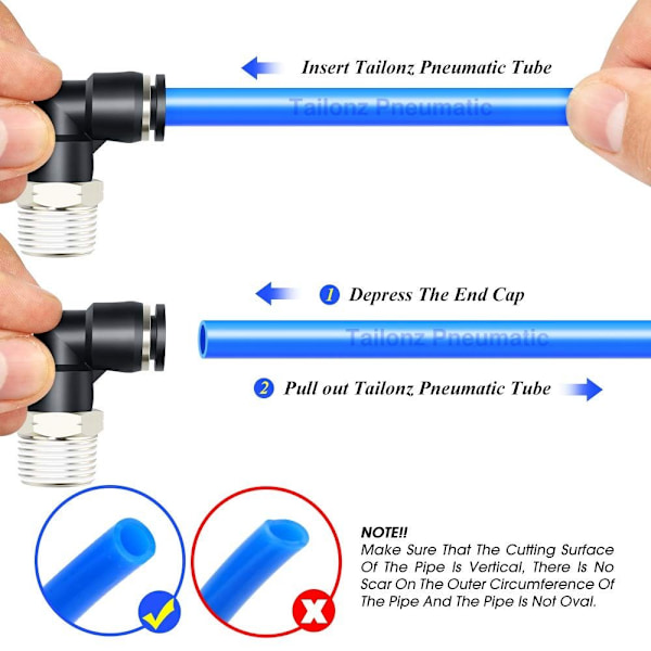 10 stk. Push To Connect Tube Fitting PNEUMATISK Hanalbue Hurtig