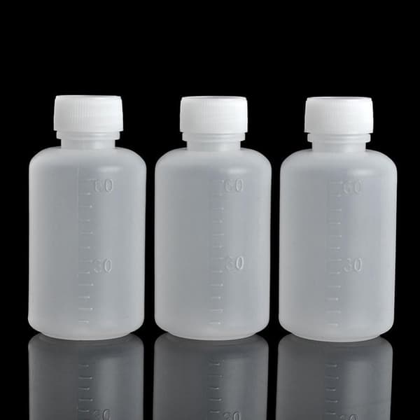50 st Små Plastflaskor Provflaskor Graderat Lab