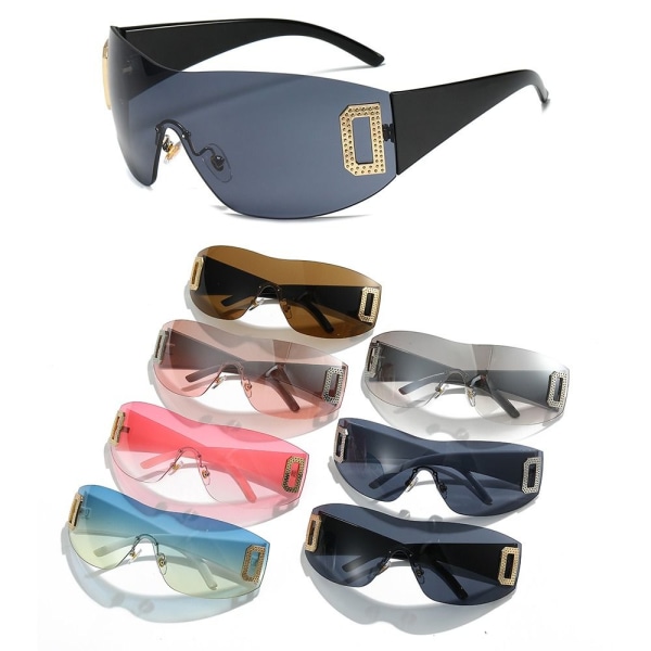Y2K solbriller til kvinder Wrap Around HVID/SORT HVID/SORT White/Black