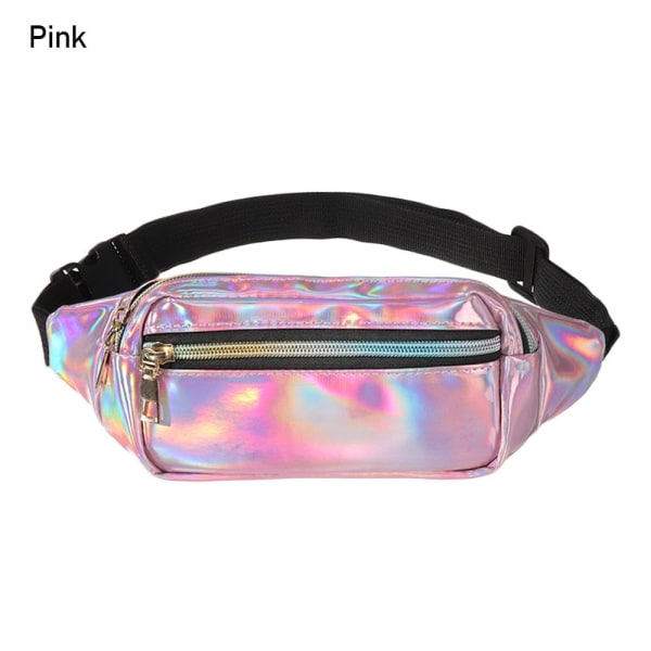 Ny Laser Holografisk Midjeväska Fanny Pack Slank Glansig silver