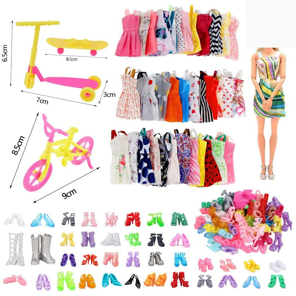 1 set Random Nukke Vaatteet Asusteet Kengät Mekko 68 KPL 68 KPL 68PCS