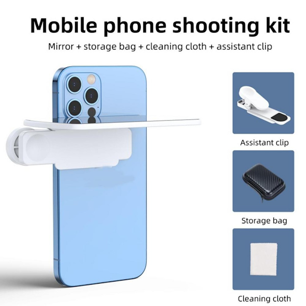 Telefon Kamera Spejl Refleks Clip Kamera Refleksion Spejl White