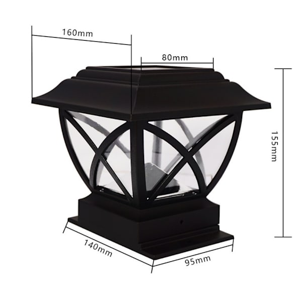 Solar Column Head Lamp Vägg Head Lamp VARMT LJUS VARMT LJUS warm light