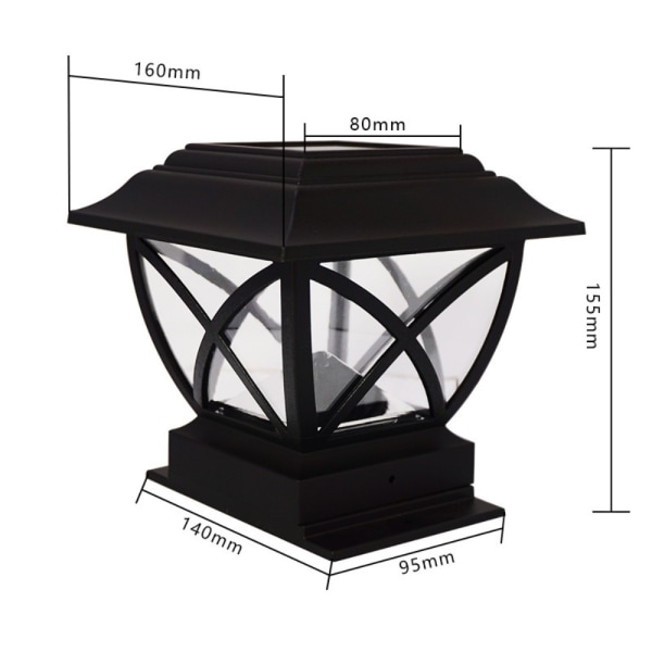 Solar Column Head Lamp Vägg Head Lamp VIT LJUS VIT LJUS white light