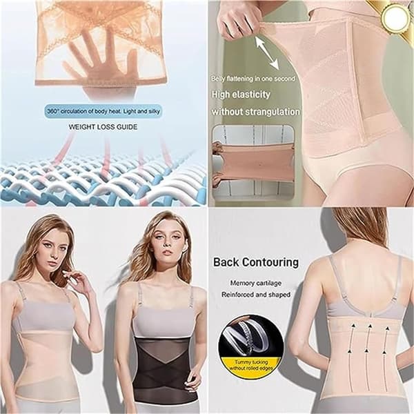 Cross Mesh girdle Crossover abdominal form SVART M Black M