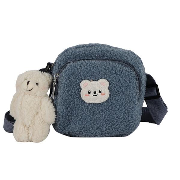 Axelväska Bear Print Handväska BLÅ MED HÄNGE MED HÄNGE Blue With Pendant-With Pendant