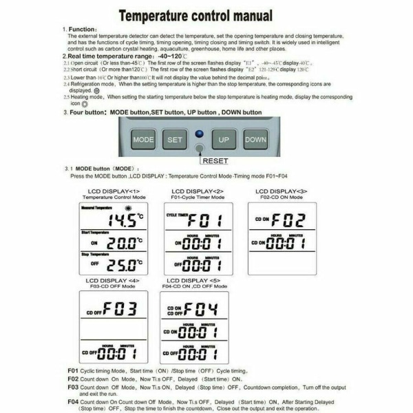 Timer Termostat Temperatur Controller Sensor