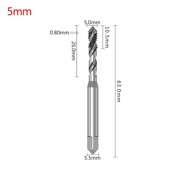 Tapping Bit Spiral Tap 5MM 5mm