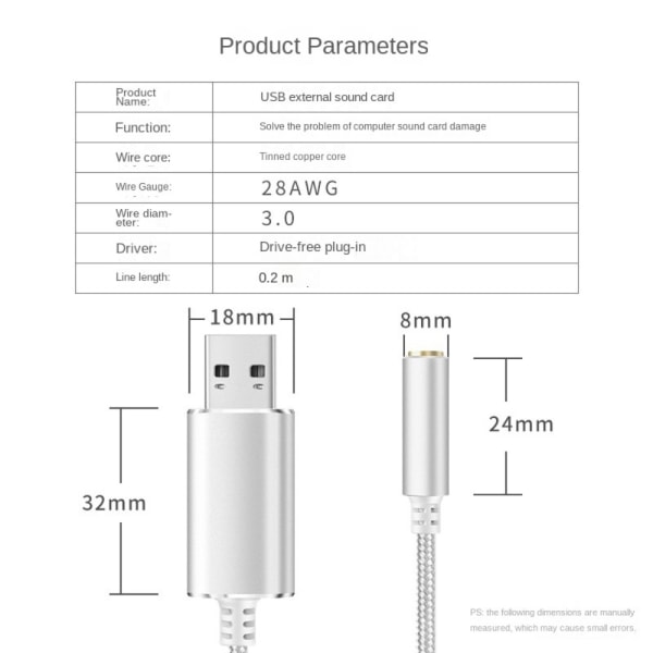 Usb lydkort datamaskin lydkort HVIT White