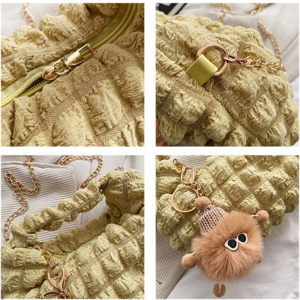 Puffy Handbag Kangaskassi VIHREÄ green