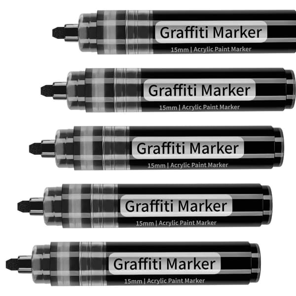 Markör 15 mm bred spets Stor akrylfärgpennor VIT White