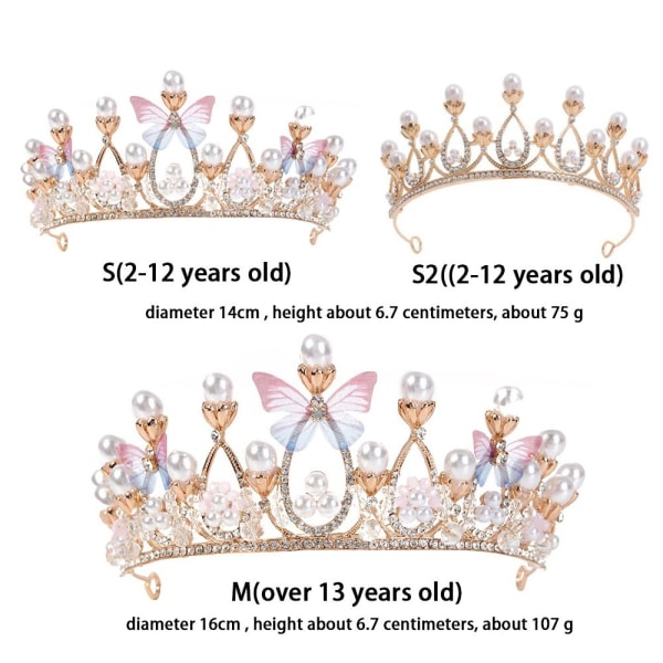 Lasten hiusnauhat Princess Tiaras S2((2-12 VUOTTA) S2((2-12) S2((2-12 years old)