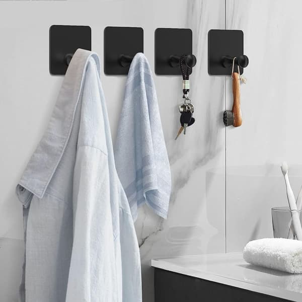 4 Stk Håndklædekroge Sticky Hooks SORT SORT Black