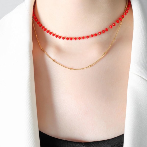 Choker Halskjede Kjede Halskjede RØD red