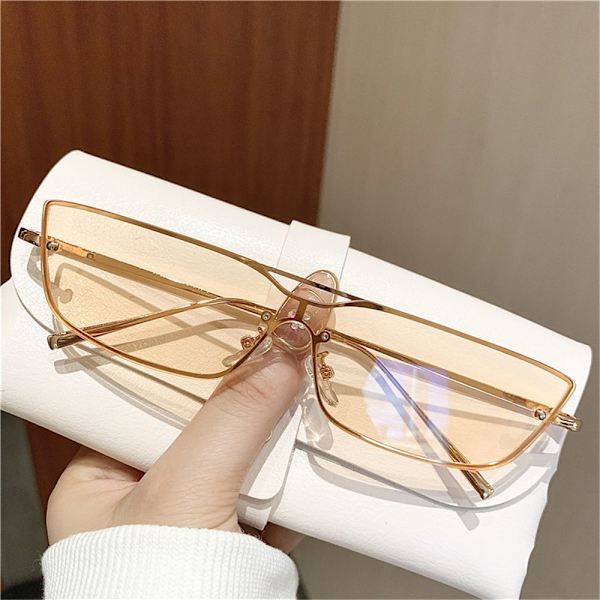 Små metall solglasögon kvinnor Retro Cat Eye solglasögon C3 GOLD/GRADIENT TEA