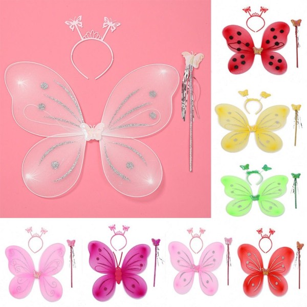 3 stk/sett Fancy Dress Glitter Butterfly STIL 2-KUN VINGER STIL Style 2-only wings