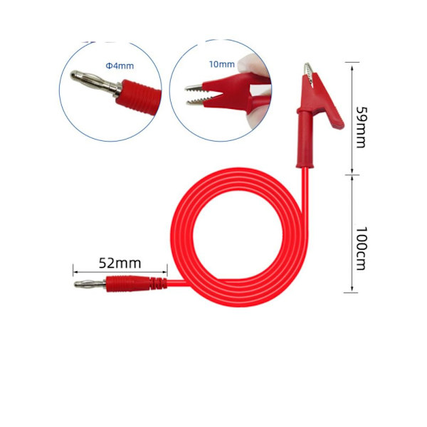 2st Bananplugg Till Alligator Clip Multimeter Testledningar Kabel