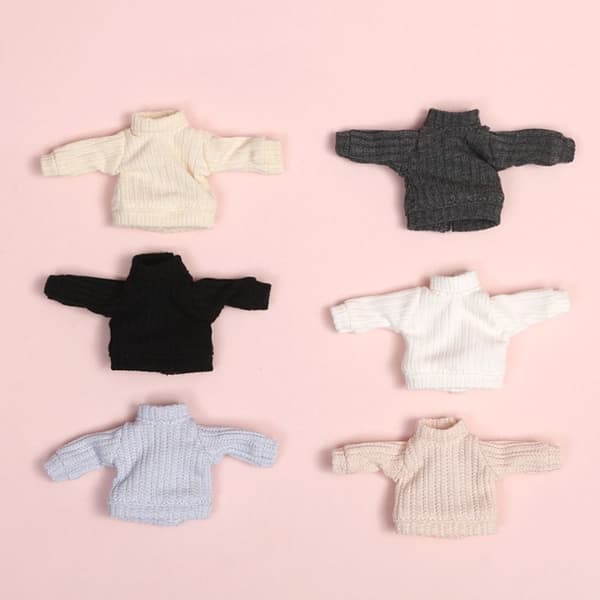 Mini striktrøje 1/12 dukkebluse HVID White