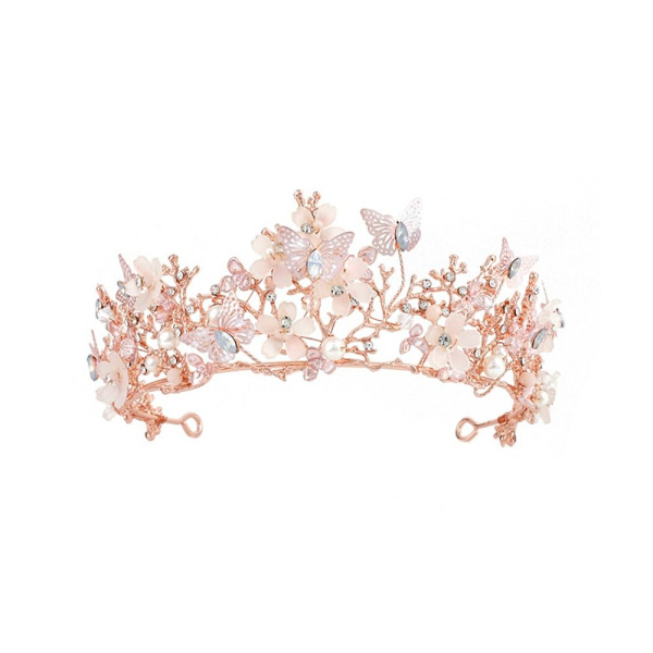 Barokk Rhinestone Crown Butterfly Hårbånd SØLV silver