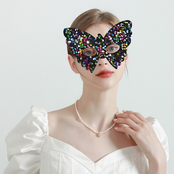 Halloween Mask Makeup Ball Mask VAALEENSININEN light blue