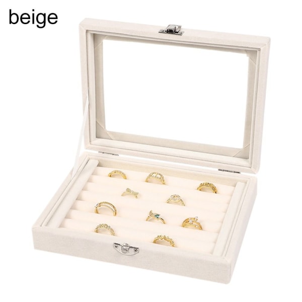 Velvet Ring Box Smykke Organizer BEIGE beige