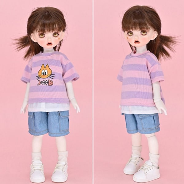 Doll Stripe T-skjorte Dukkeoverdeler 5 5 5