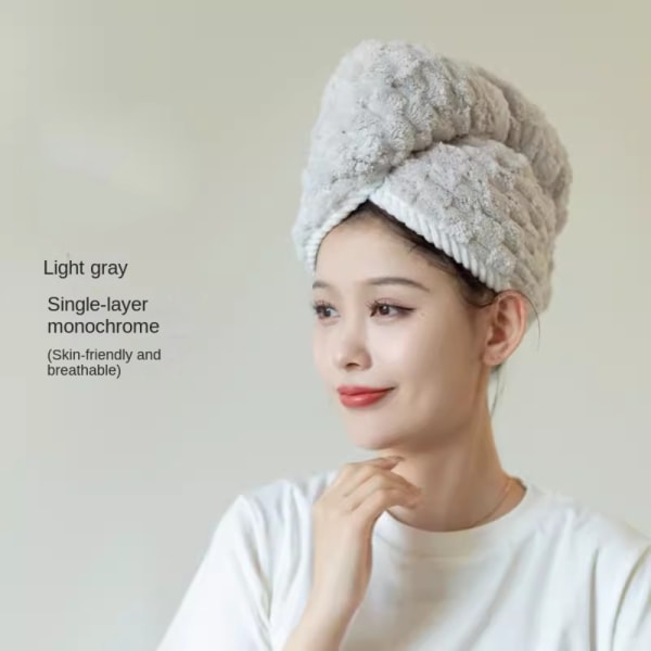 Dry Hair Cap Pyyhkeet Cap VAALEAN HARMAA YKSI KERROS SINGLE Light Grey Single Layer-Single Layer