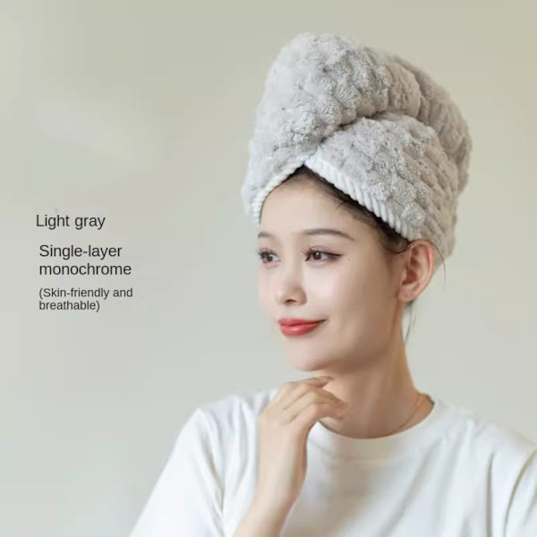 Torrt hår Cap Handdukar Cap LJUSGRÅ ENLAGER ENKEL Light Grey Single Layer-Single Layer