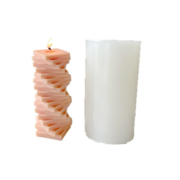 Spiral Square Column Candle Mold 3D Art Wax Mold Silikonform
