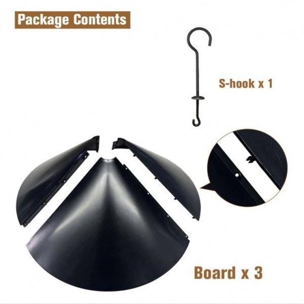 Squirrel Baffle Bird Feeder stang 14TOMMER MED KROG MED KROG 14inchwith hook