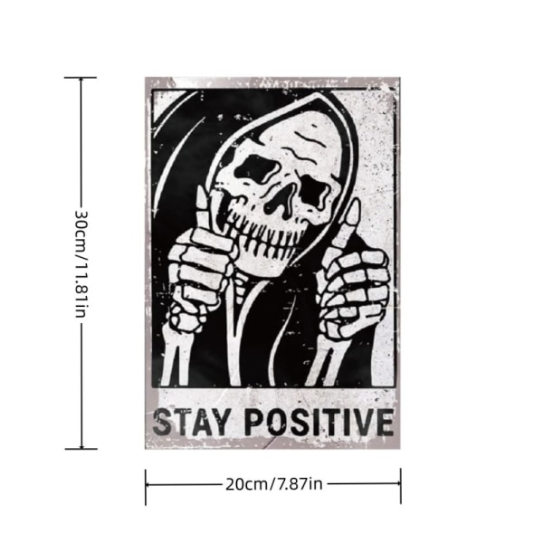 Vintage Skull Wall Sisustus Pysy positiivisena merkki Hauska Vintage