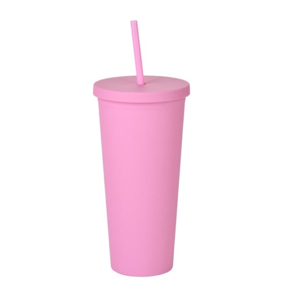 Dubbellagers Skinny Tumbler Plast Forsted vattenflaska ROSA Pink