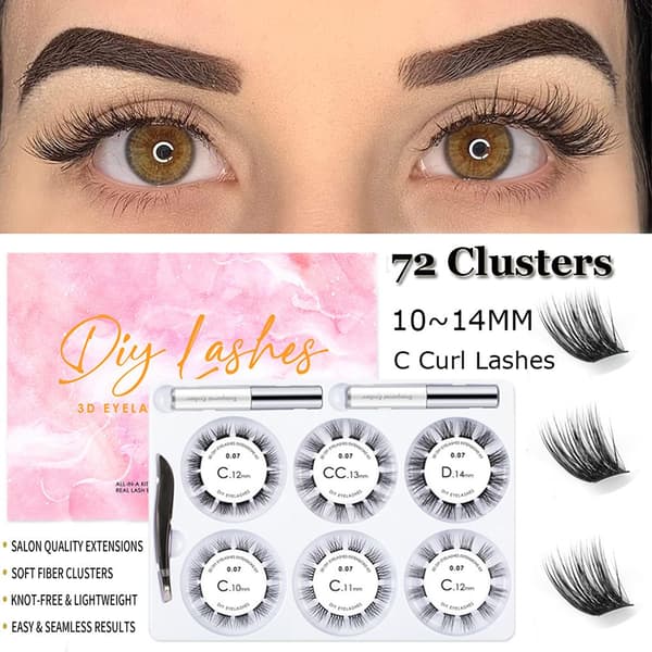 80 Klynger DIY Øyenvippe Extensions Kit 3D Individuell 01(80 Clusters)