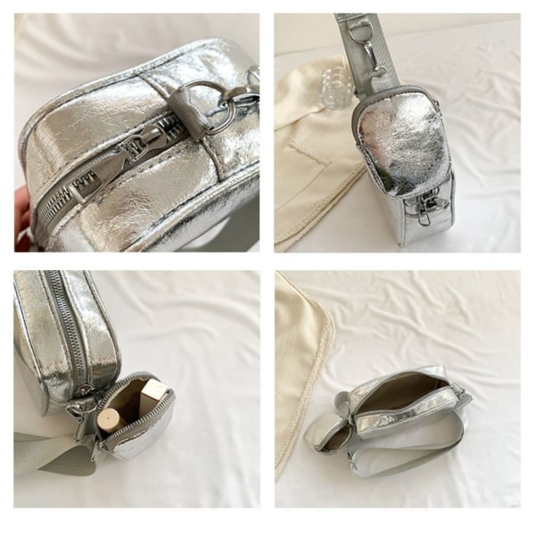 Paljett skulderveske Crossbody veske SØLV Silver