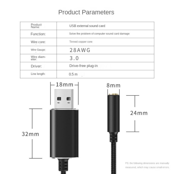 Usb lydkort datamaskin lydkort HVIT White