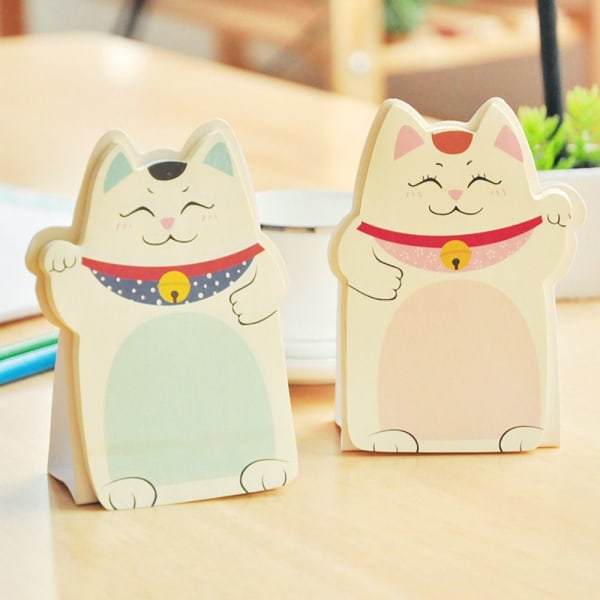 3 STK Kawaii Sticky Notes Standing Notes Lucky Cat Sticky Notes