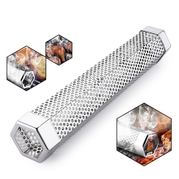 Rustfrit stål mesh røget krydderør 30.6CMHEXAGON HEXAGON 30.6cmHexagon