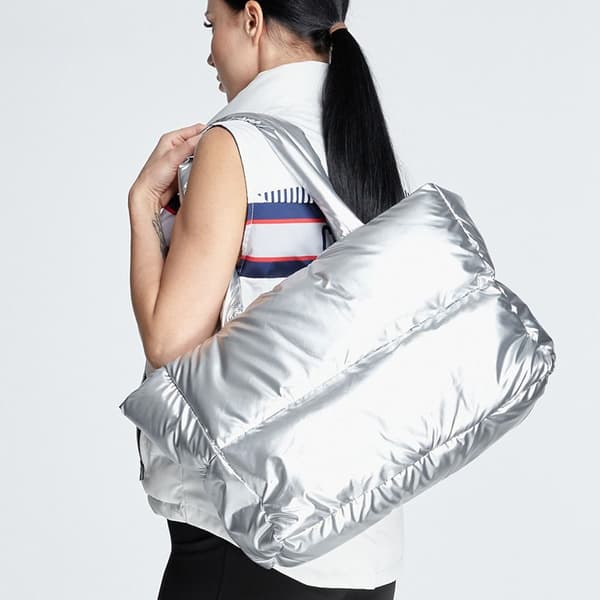 Puffer Kangaskassi Tikattu Puffy Käsilaukku SILVER silver